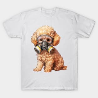 Poodle Dog Wearing Gas Mask T-Shirt